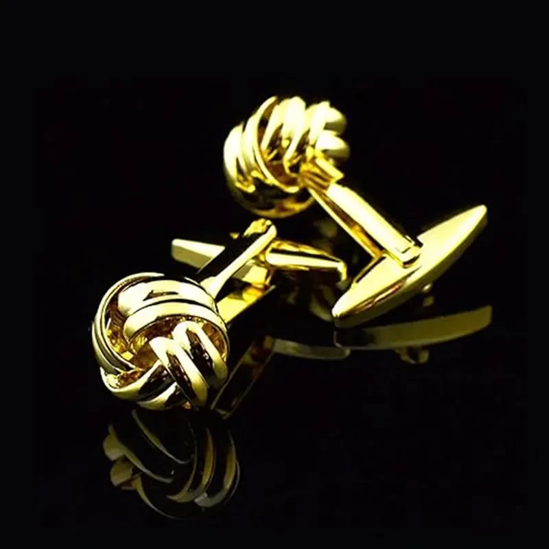 Knot Design Twist Mechanism Gold-tone Men's Fashion Cufflinks